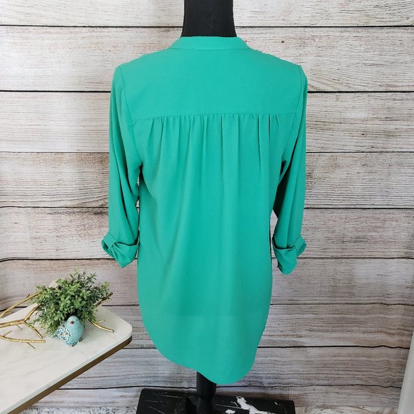 BRIXON IVY AQUA GREEN V-NECK L/S TOP - SMALL - Picture 6 of 13